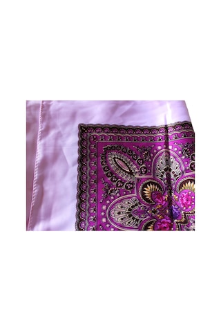 Tikitonki Yumuşak Dokulu Etnik Desenli Saten Lila Eşarp - 90x90 Lila Lila