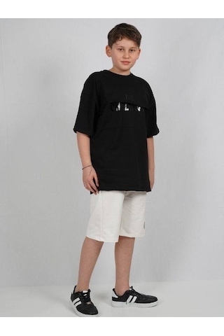 Ekkokids Çocuk Challenge Yazılı Pamuklu T-shirt-16022 SIYAH