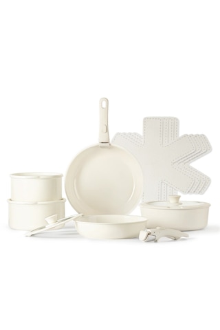 Kapris Beta 15 Parça Seramik Döküm Tencere Tava Seti Beige Bej