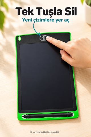 8,5 İnç Lcd Yazı Çizim Tableti Çocuk Eğitim Not Alma Tahtası Çok Renkli