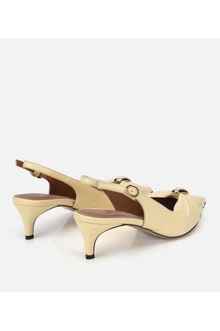 Hotiç Kadın Deri Sarı Gold Tokalı Arkası Açık Kısa Topuklu Stiletto 01ayh321440a520 01ayh321440a520