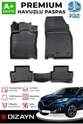 S-dizayn Renault Kadjar 3d Pro Havuzlu Paspas 2015 Üzeri A+ Kalite