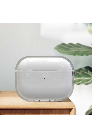 Apple AirPods Uyumlu Pro 2 Kılıf Şeffaf Kristal Silikon Zore Airbag 14 Kılıf Renksiz