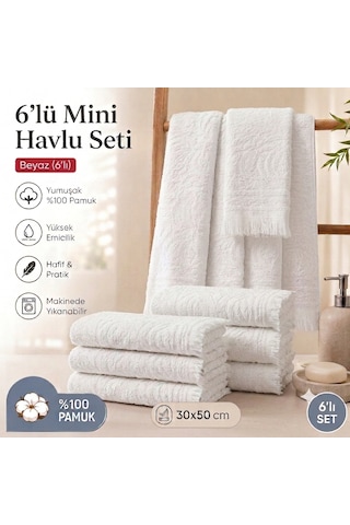 'lı Pamuklu Mutfak Havlusu Seti 30x50 Cm Kurulama Bezi El Havlusu Yüksek Su Emici Yumuşak Dokulu Beyaz