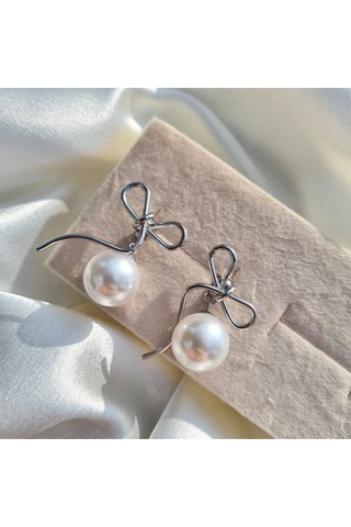 Pearl Ribbon Elegance Küpe Gümüş