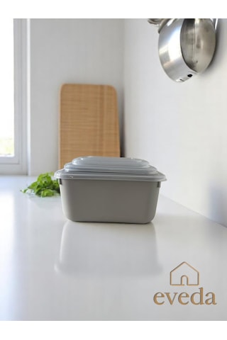 Eveda Snaplid Line Dikdörtgen Üçlü Set Bej-2 Düz