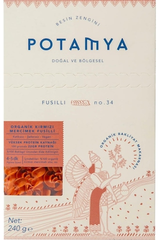 Potamya Organik Kırmızı Mercimek Fusilli Makarna 240 Gr