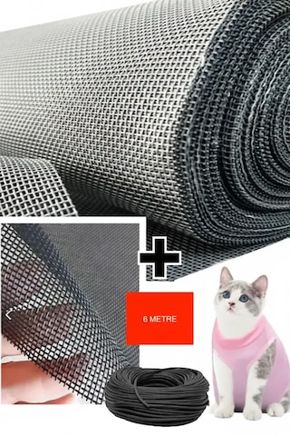 Yırtılmaz Kapı Kedi Tülü Ped Tül En: 100 Cm X Boy:230 Cm & + 6m Fitil 100x230 + 6m Fitil