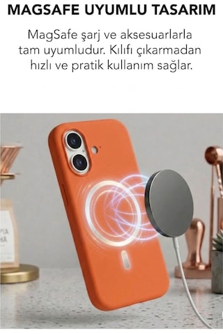 Apple İphone 17 Uyumlu Magsafe Lansman Silikon Kılıf Turuncu