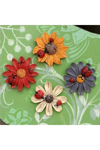 4 Adet Çiçekli Buzdolabı Mıknatısı Buzdolabı Çıkartmaları Güzel Çiçekler Reçine Çıkartmaları Renkli Bahçe Çit Kapı Duvar Çıkartmaları Rastgele Stil Diğer