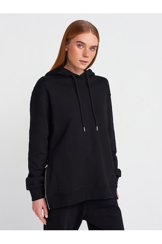 Dilvin 40401 Yanları Fermuarları Sweat Siyah