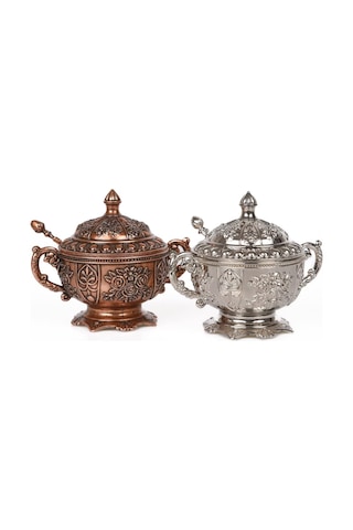 Dmt Copper Home Gaziantep Bakır Zamak Şekerlik Kase Takımı Yük:11cm Geniş:13 Cm& 2'li Set Takımı Diğer