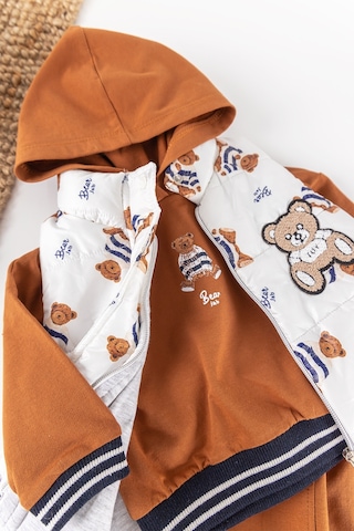 Ayıcık Figürlü Yelekli Üç Parça Kışlık Erkek Bebek Takım 001