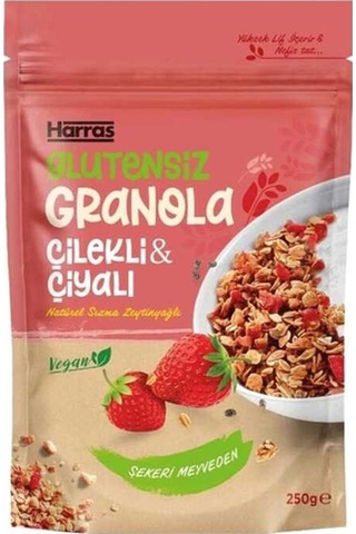 Çilekli Ve Chia Tohumlu Granola Glutensiz İlave Şekersiz 300 Gr 2 Adet Toplam 600 Gr