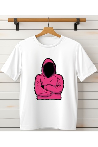 Aselinda Squid Game Kostüm Baskılı Bisiklet Yaka Beyaz Tişört/t-shirt- Tek Adet Fiyatıdır Beyaz