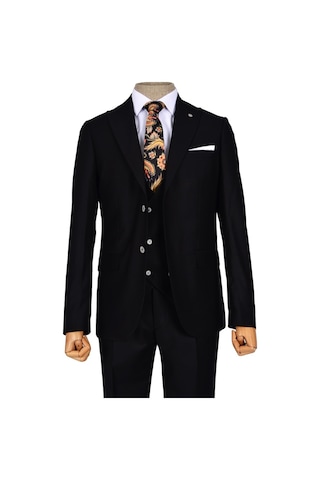 Düz Çift Düğme 6 Drop Yelekli Erkek Takım Elbise