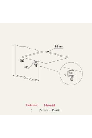 Sıkıştırmalı Cam Raf Pimi 5Mm Pimli