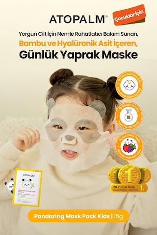 Çocuklara Özel, Nemlendirerek Rahatlatan Yaprak Maske Atopalm Pandaring Mask Pack Kids
