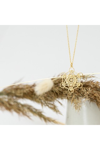 Dkmn Gümüş Metatron Sembolü Altıgen Biçimli 925 Ayar Kadın Gümüş Kolye