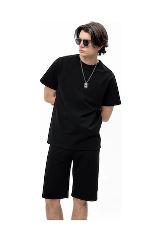 Tımına Pamuklu Spor Şort Ve Tişö 155815767 Siyah