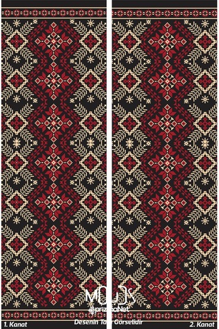 Anatolia 11 Desenli Süet Oturma Odası Salon Fon Perde Baskılı Ekstrafor Büzgü 2 Kanat Prd-1020 Çok Renkli