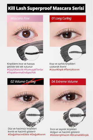 Kalıcı, Kirpikleri Dipten Uca Kıvıran Maskara Clıo Kill Lash Superproof Mascara 010 Sharp Curl 10