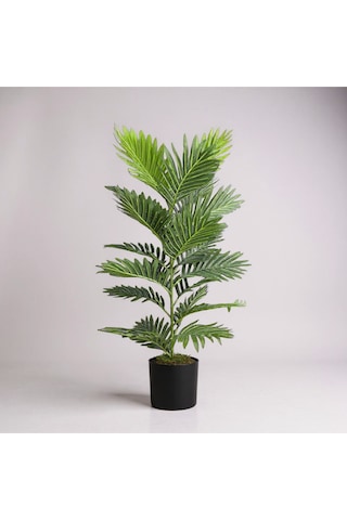 100 Cm Yapay Areca Palmiyesi Premium Dekoratif İç Mekan Bitkisi Siyah Metal Saksı Yeşil