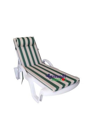 Mirzademarket Şezlong Minderi Lüks Su Geçirmez Kumaş Fermuarlı-Yeşil Krem