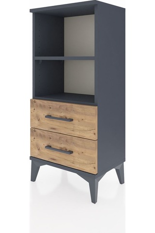 Arges Komodin 2 Raflı 2 Çekmeceli 44x30x96 Antrasit-çam Antrasit