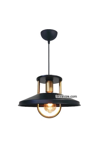 Tarzavize Trt40 Dekoratif Siyah Tekli Retro Modern Sarkıt Avize Siyah