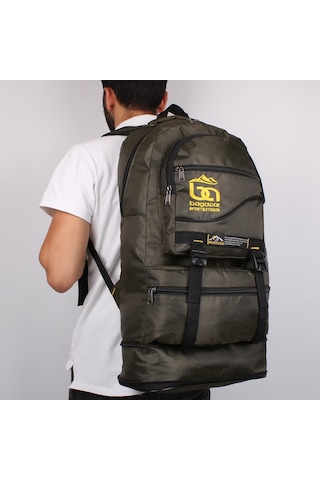 Bagacar Haki Körüklü Dağcı Sırt Çantası 65 litre Kamp Çantası