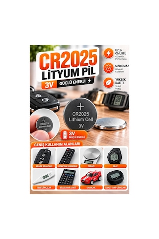 Cr2025 Pil 3v 1 Adet Rio Cr 2025 Para Pil Lityum Düğme Pil Araba Kumandası Baskül Tartı Pili Saat Oyuncak Cihaz Pili