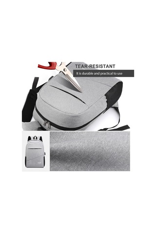 Ruicoo Erkek 3'lü Çanta Seti: Sırt Çantası + Askılı Çanta + Fermuarlı Cüzdan - Nylon-polyester - Dizüstü Bilgisayar Taşıma - Gri Çok Renkli