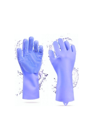 Silikon Eldiven Bulaşık Yıkama Eldiveni Dayanıklı Kaymaz Tırtıklı