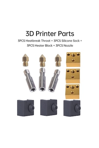 Pazly 3d Yazıcı Parçaları Isı Kırma Boğazı + Silikon Çorap Çok Renkli Seçenekli