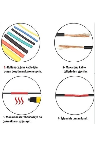164 Parça Set Isıyla Daralan Makaron Kablo Koruyucu Kılıf Çok Renkli
