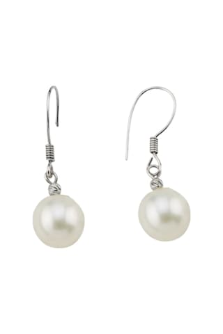 Dorikalı Beyaz Doğal İnci Küpe 6 Mm Beyaz