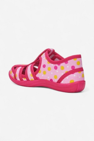 Günlük Unisex Çocuk Sandalet Esnek Kaymaz Taban Keten Cırtlı Yazlık Ev Okul Kreş Ayakkabı 143 Pembe-puantiye