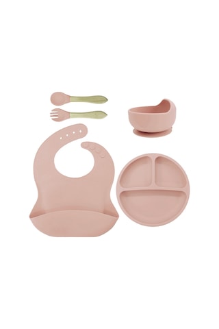 Jianfan Silikon Mama Kabı Bebek Beslenme Takım Gıda Sınıfı Silikon Pembe Pembe