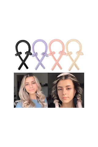 Shineyee Isı Kullanmadan Kolay Dalgalı Saç Yapma Bandı - 1 Saç Bandı + 2 Lastik İle Pratik Ve Zararsız Saç Şekillendirme