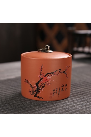 Sones Seramik Redware Çaydanlık Saklama Kapalı Çay Tankı Erik