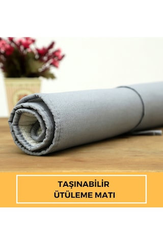 Beylini Ütüleme Matı Masası Kılıfı Örtüsü Bezi, Keçeli,Süngerli 53x71 cm Gri