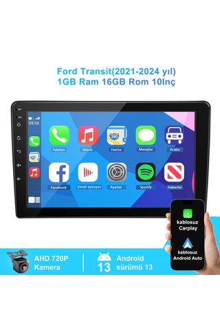 Ford Transit 2021-2024yıl 1gb Ram 16gb Rom Carplay Navigasyon 10"