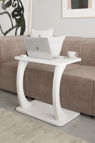 Desk Çalışma Sehpası, Laptop Sehpası, Çift Ayaklı Geniş Yüzey Beyaz