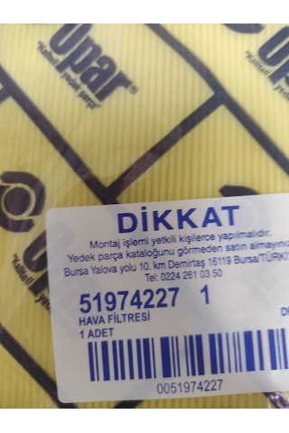 1.3 Multijet Fıat Doblo Euro 6 Motor 2016- Hava Filtresi 51974227