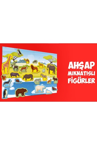 Calimera Toys Ahşap Mıknatıslı Seyahat Kitabı Vahşi Hayvanlar Oyunu