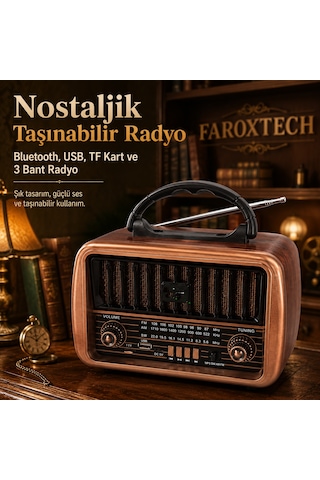 Nostaljik Taşınabilir Bluetooth Radyo Am/fm/sw 3 Bant, Usb Ve Tf Kart Destekli, 18650 Şarjlı Pil Uyumlu Retro Tasarım Nostaljik Taşınabilir Bluetooth Radyo Am/fm/sw 3 Bant, Usb Ve Tf Kart Destekli, 18650 Şarjlı Pil Uyumlu Retro Tasarım