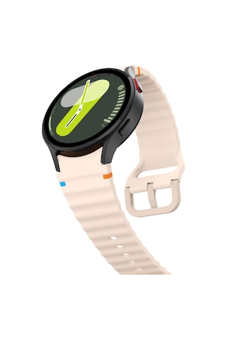 Samsung Galaxy Watch 7 40mm-44mm İle Uyumlu Metal Tokalı Dalgalı Spor Silikon Kordon