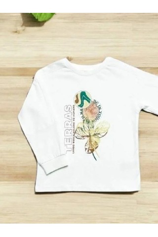 Çikoby Erkek Çocuk Terras Yazılı Sweatshirt-14863 Ekru