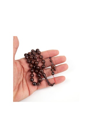 Katalin Çubuk Beyzi Kesim 8.5x10.5mm Tesbih - Çekoslovak- İbrahim Atasever Usta İşi Kahverengi